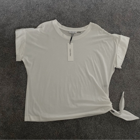 Calvin Klein Tops - Calvin Klein White Side-Tie Short Sleeve Tee
